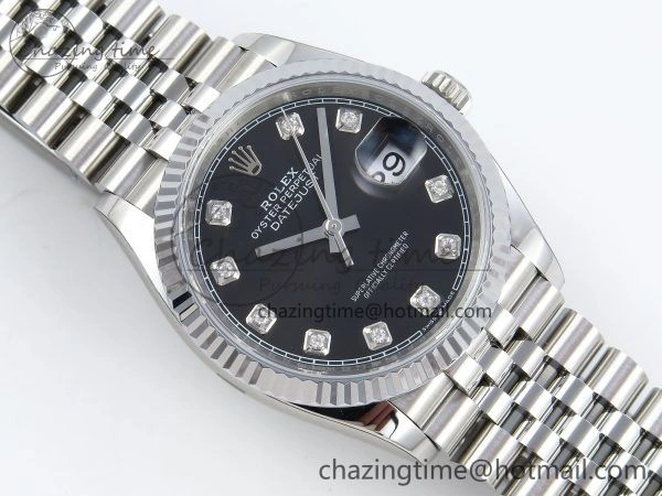 Chic Datejust 36mm 126234 904L Steel HGF 1:1 Best Edition Black Diamonds Dial on SS Bracelet VR 1479