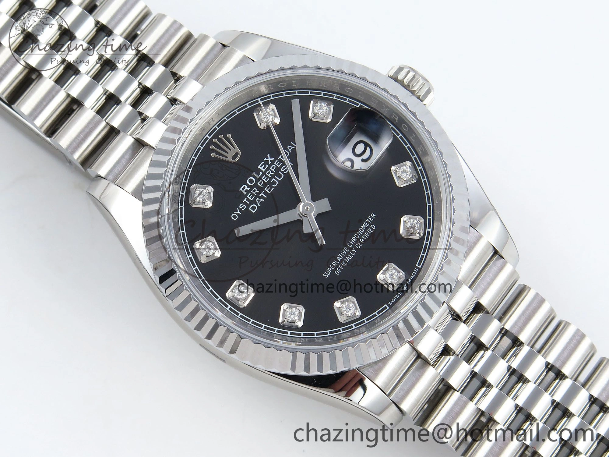 Chic Datejust 36mm 126234 904L Steel HGF 1:1 Best Edition Black Diamonds Dial on SS Bracelet VR 1479