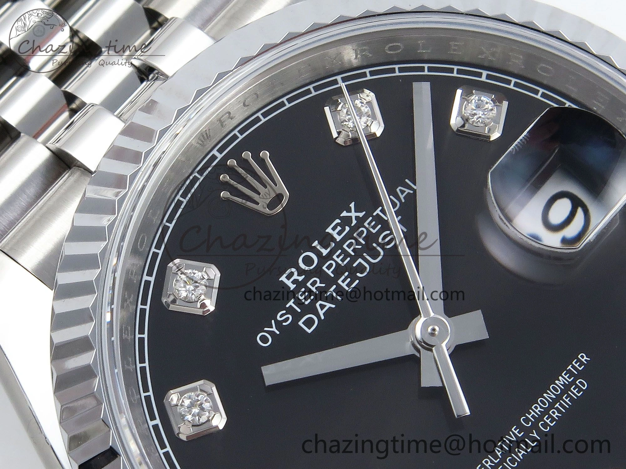 Chic Datejust 36mm 126234 904L Steel HGF 1:1 Best Edition Black Diamonds Dial on SS Bracelet VR 1479