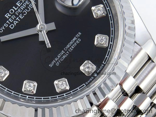 Chic Datejust 36mm 126234 904L Steel HGF 1:1 Best Edition Black Diamonds Dial on SS Bracelet VR 1479