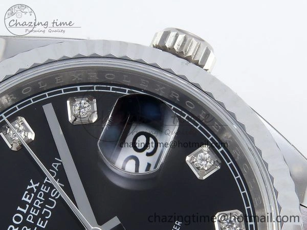 Chic Datejust 36mm 126234 904L Steel HGF 1:1 Best Edition Black Diamonds Dial on SS Bracelet VR 1479