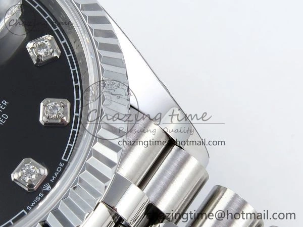 Chic Datejust 36mm 126234 904L Steel HGF 1:1 Best Edition Black Diamonds Dial on SS Bracelet VR 1479