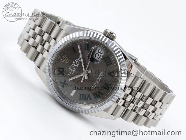 Contemporary Datejust 36mm 126234 904L Steel HGF 1:1 Best Edition Gray Dial Green Roman on SS Bracelet VR 1476