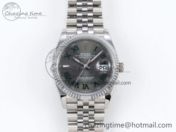 Contemporary Datejust 36mm 126234 904L Steel HGF 1:1 Best Edition Gray Dial Green Roman on SS Bracelet VR 1476