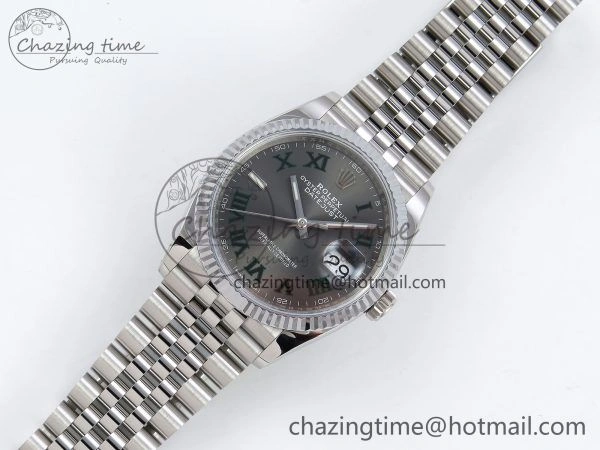 Contemporary Datejust 36mm 126234 904L Steel HGF 1:1 Best Edition Gray Dial Green Roman on SS Bracelet VR 1476