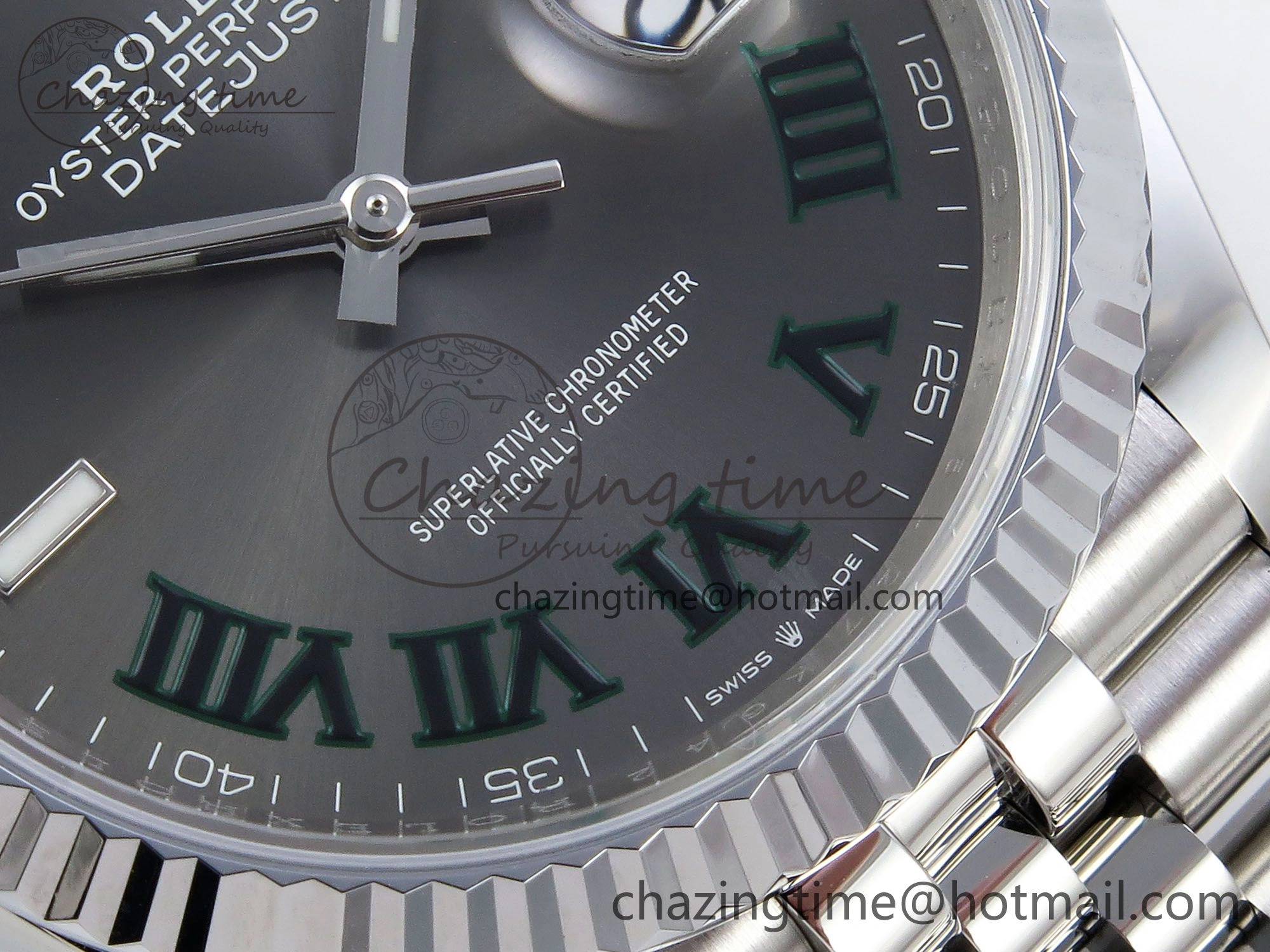 Contemporary Datejust 36mm 126234 904L Steel HGF 1:1 Best Edition Gray Dial Green Roman on SS Bracelet VR 1476
