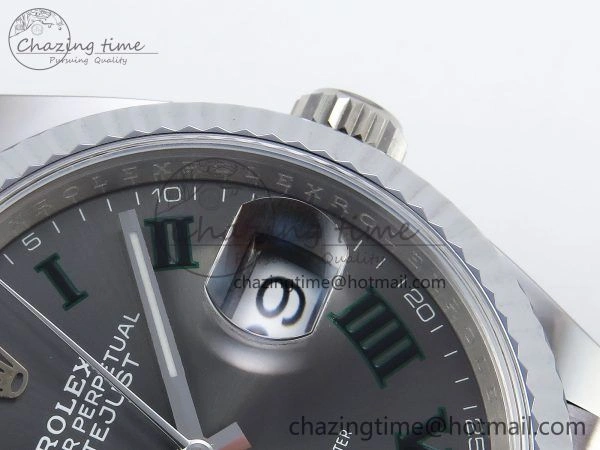 Contemporary Datejust 36mm 126234 904L Steel HGF 1:1 Best Edition Gray Dial Green Roman on SS Bracelet VR 1476