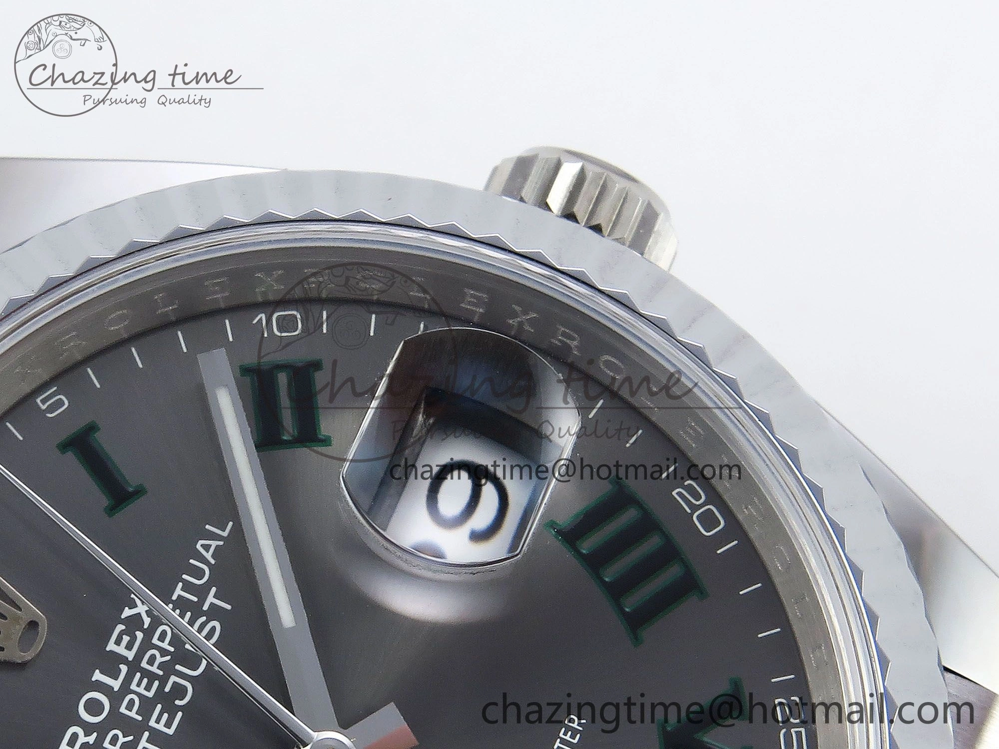 Contemporary Datejust 36mm 126234 904L Steel HGF 1:1 Best Edition Gray Dial Green Roman on SS Bracelet VR 1476
