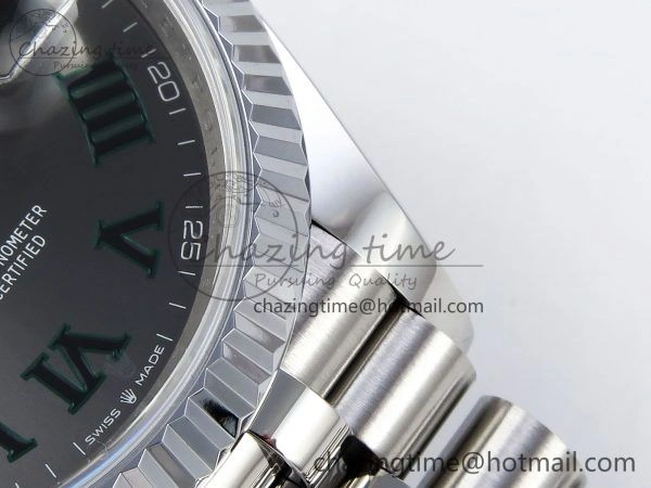 Contemporary Datejust 36mm 126234 904L Steel HGF 1:1 Best Edition Gray Dial Green Roman on SS Bracelet VR 1476