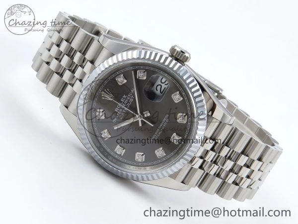 Youthful Datejust 36mm 126234 904L Steel HGF 1:1 Best Edition Gray Diamonds Dial on SS Bracelet VR 1481