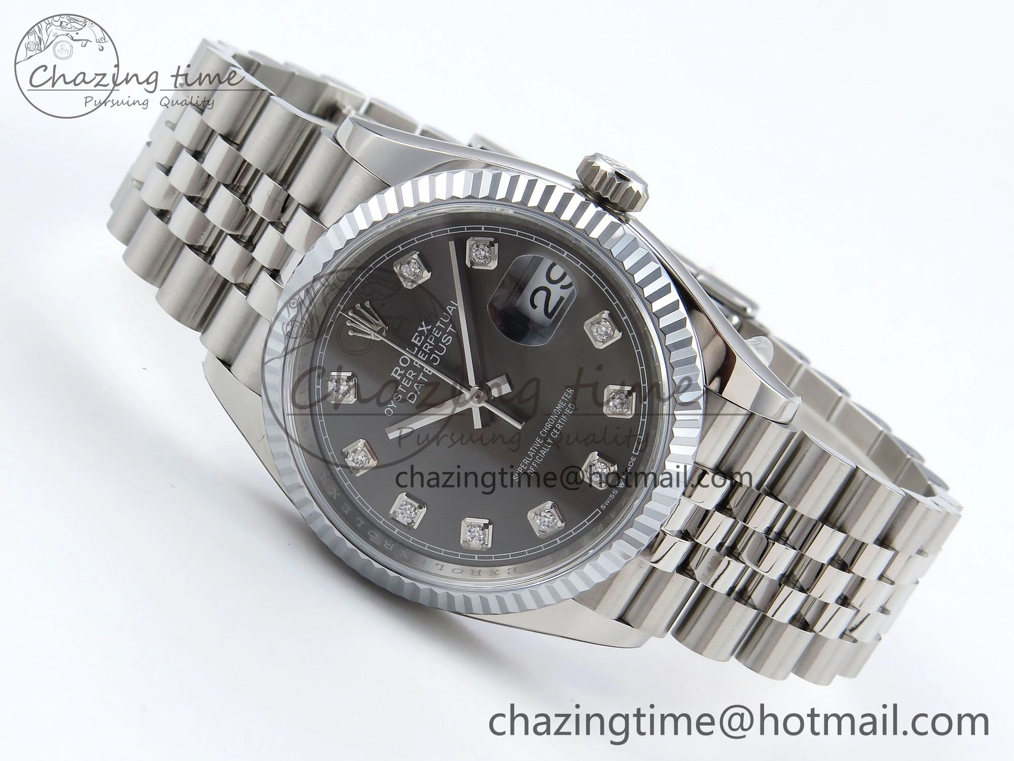 Youthful Datejust 36mm 126234 904L Steel HGF 1:1 Best Edition Gray Diamonds Dial on SS Bracelet VR 1481