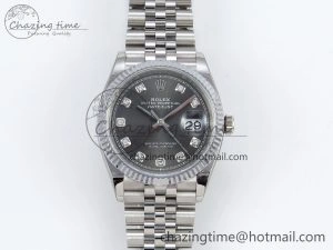 Youthful Datejust 36mm 126234 904L Steel HGF 1:1 Best Edition Gray Diamonds Dial on SS Bracelet VR 1481