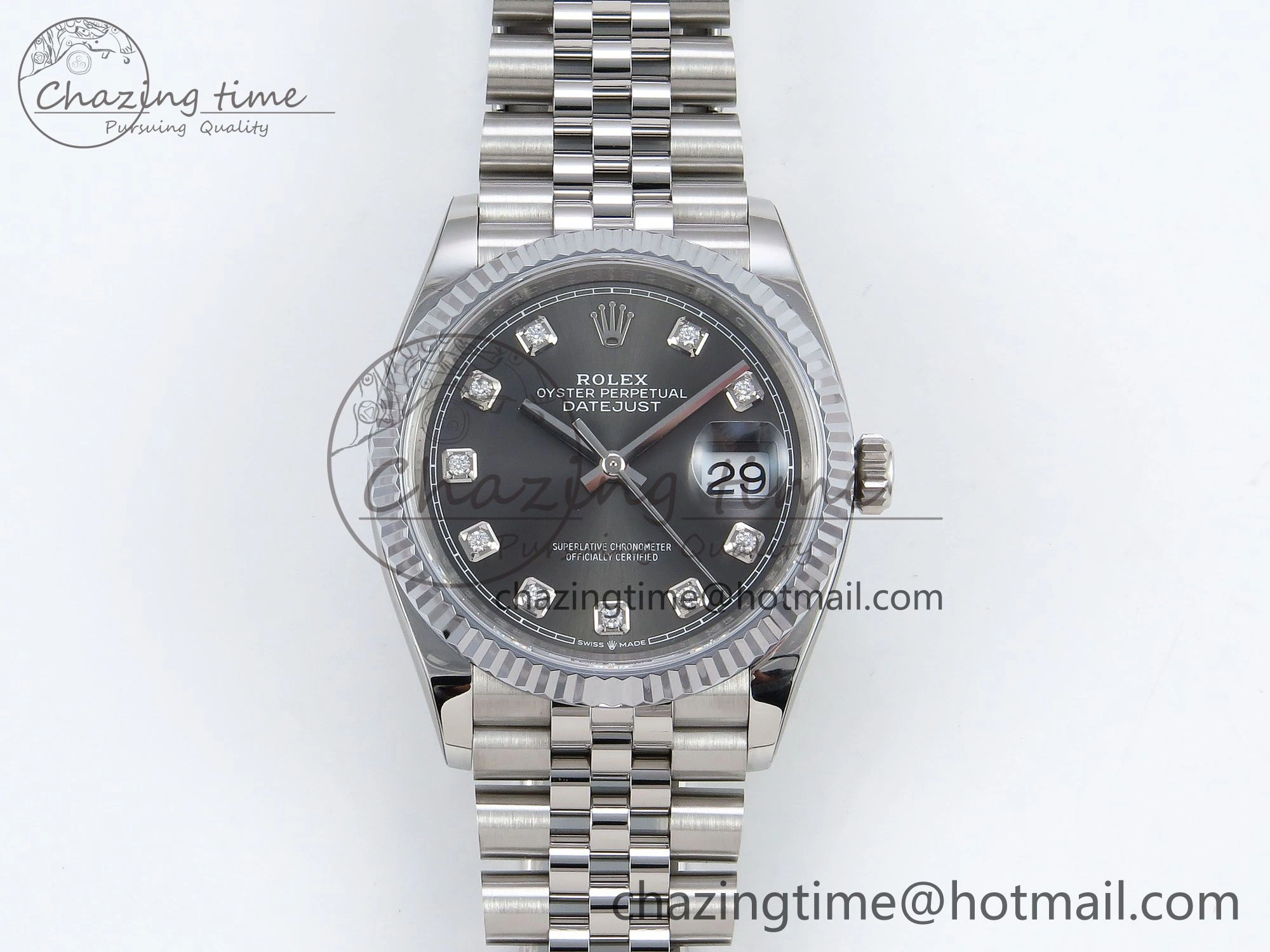 Youthful Datejust 36mm 126234 904L Steel HGF 1:1 Best Edition Gray Diamonds Dial on SS Bracelet VR 1481