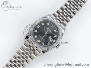Youthful Datejust 36mm 126234 904L Steel HGF 1:1 Best Edition Gray Diamonds Dial on SS Bracelet VR 1481