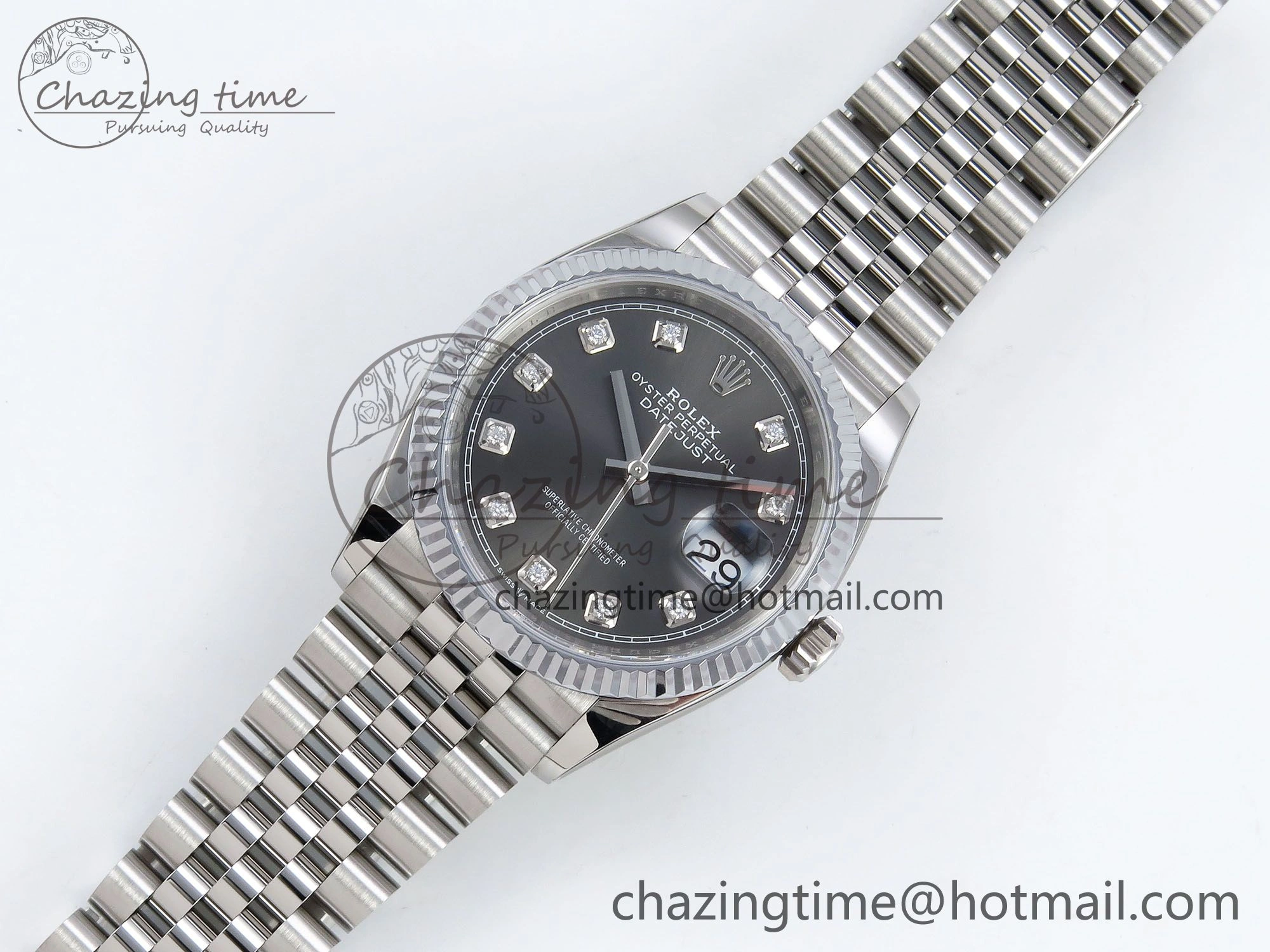 Youthful Datejust 36mm 126234 904L Steel HGF 1:1 Best Edition Gray Diamonds Dial on SS Bracelet VR 1481