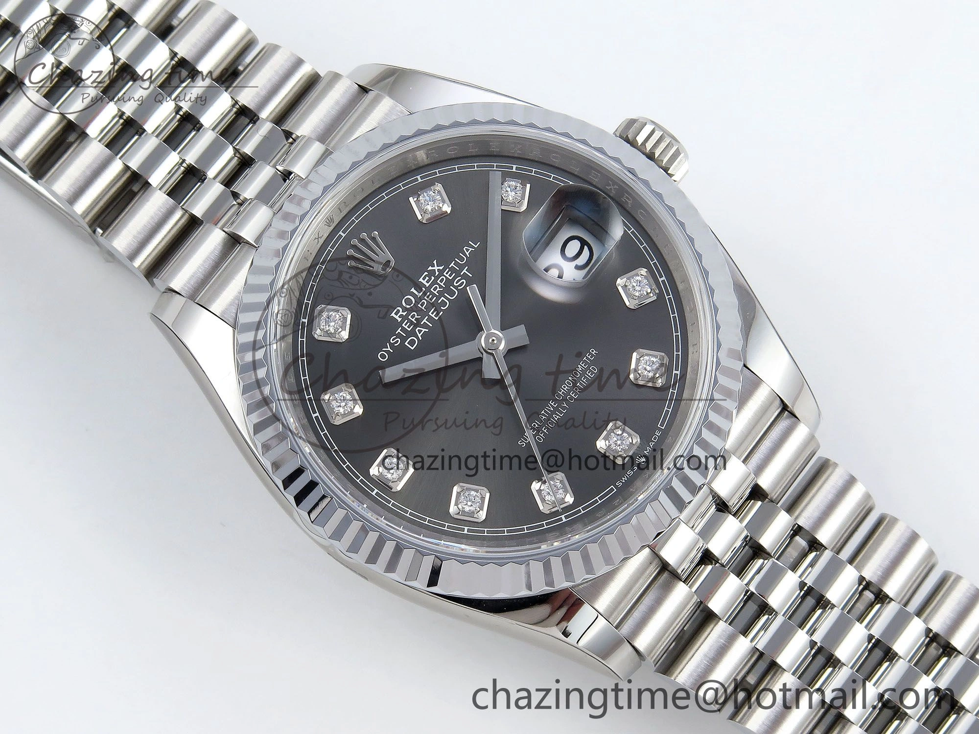 Youthful Datejust 36mm 126234 904L Steel HGF 1:1 Best Edition Gray Diamonds Dial on SS Bracelet VR 1481