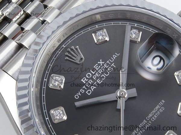 Youthful Datejust 36mm 126234 904L Steel HGF 1:1 Best Edition Gray Diamonds Dial on SS Bracelet VR 1481