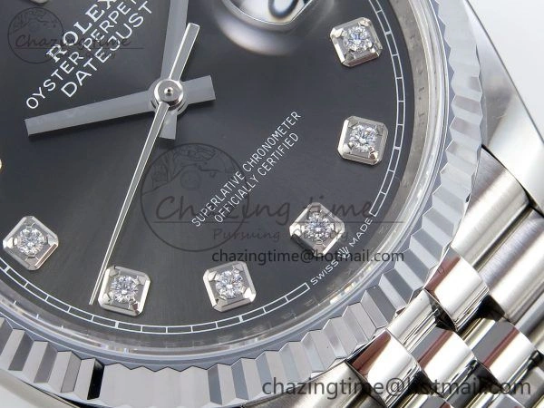 Youthful Datejust 36mm 126234 904L Steel HGF 1:1 Best Edition Gray Diamonds Dial on SS Bracelet VR 1481