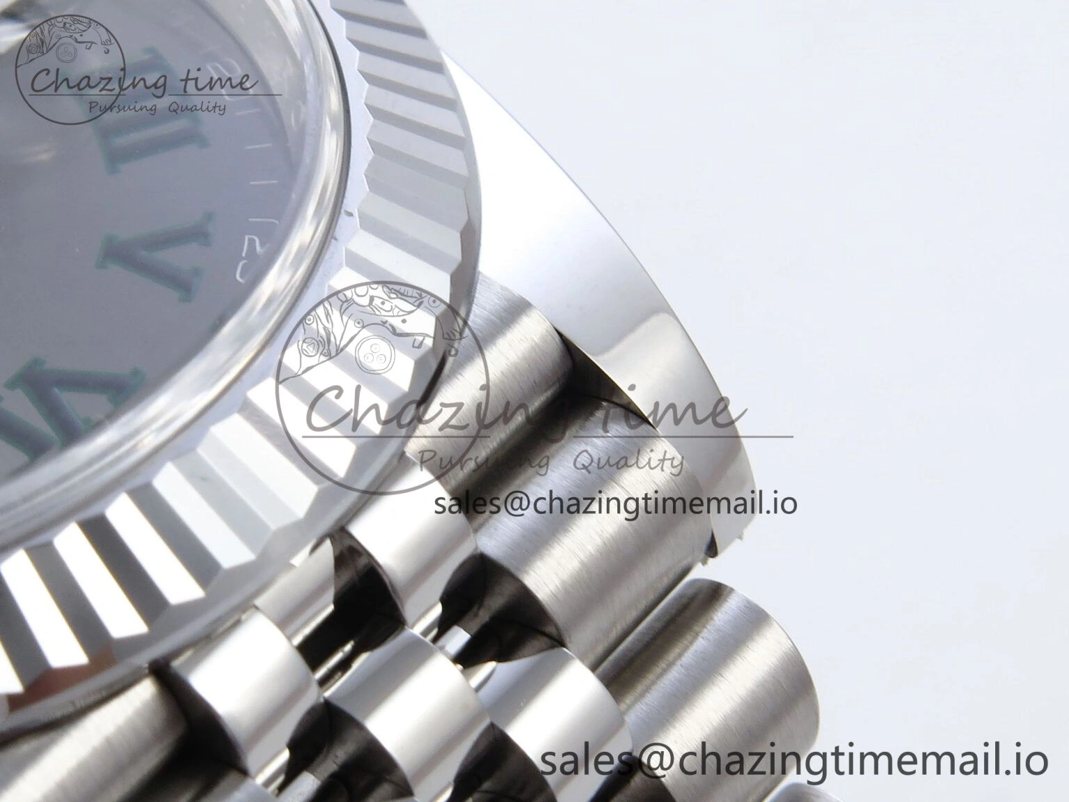 TechFriendly Datejust 41 SS Clean 1:1 Best Edition Gray Dial Green Roman Dial on SS Bracelet VR 901