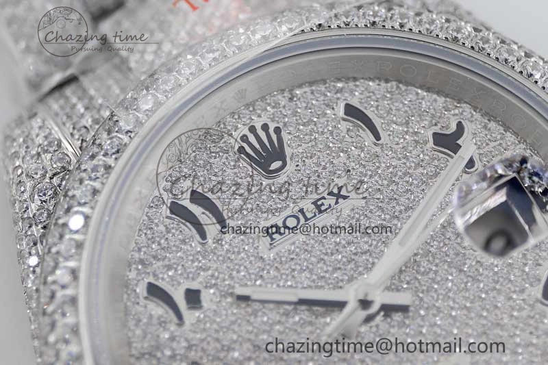 Supportive Datejust 41 SS Full Diamonds TWF 1:1 Best Edition Arabic Markers Dial on Bracelet A 2395