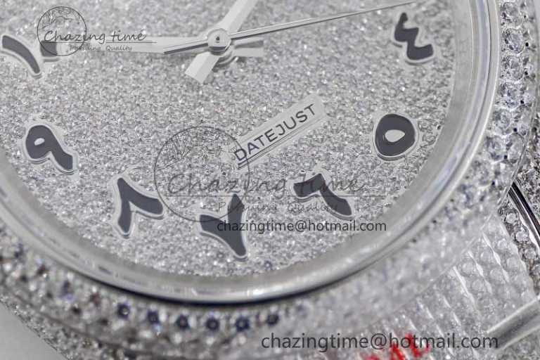 Supportive Datejust 41 SS Full Diamonds TWF 1:1 Best Edition Arabic Markers Dial on Bracelet A 2395