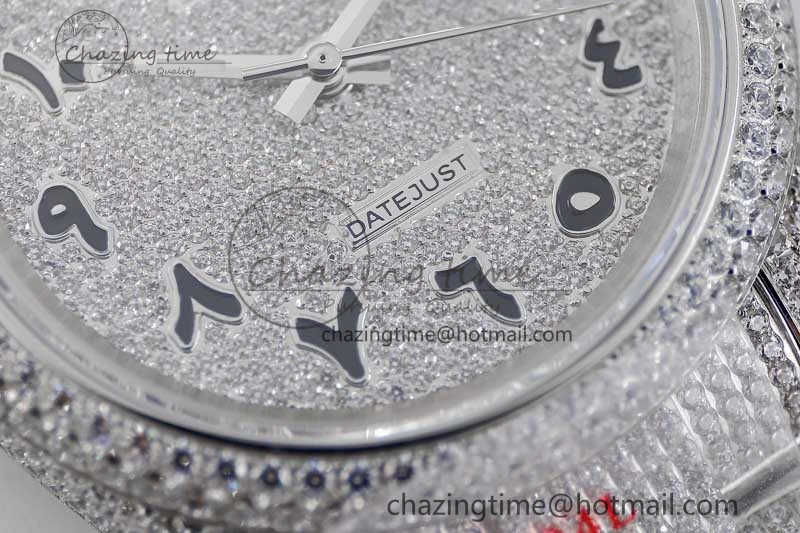 Supportive Datejust 41 SS Full Diamonds TWF 1:1 Best Edition Arabic Markers Dial on Bracelet A 2395