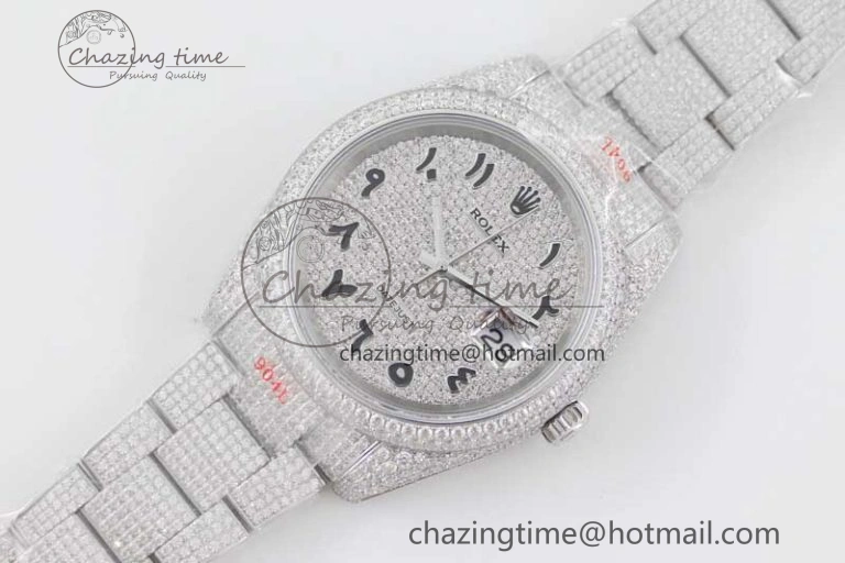 Supportive Datejust 41 SS Full Diamonds TWF 1:1 Best Edition Arabic Markers Dial on Bracelet A 2395