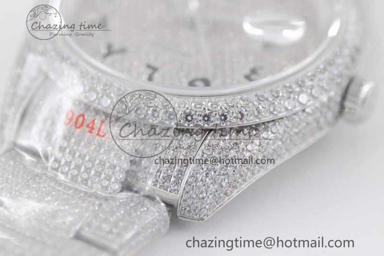 Supportive Datejust 41 SS Full Diamonds TWF 1:1 Best Edition Arabic Markers Dial on Bracelet A 2395