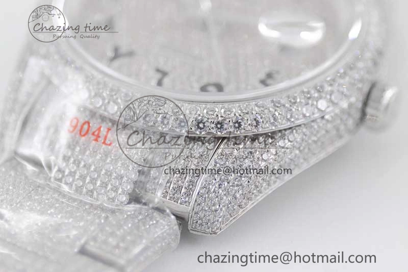 Supportive Datejust 41 SS Full Diamonds TWF 1:1 Best Edition Arabic Markers Dial on Bracelet A 2395