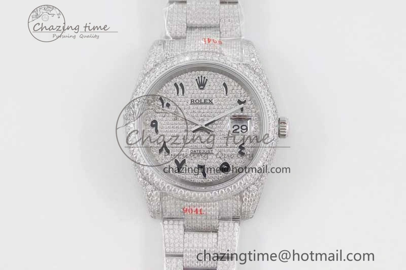 Supportive Datejust 41 SS Full Diamonds TWF 1:1 Best Edition Arabic Markers Dial on Bracelet A 2395