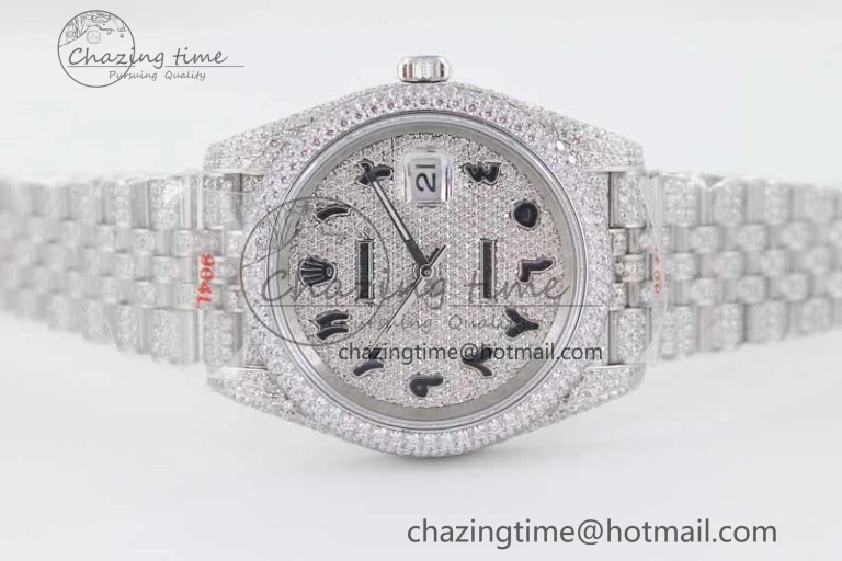 Datejust 41 SS Full Diamonds TWF 1:1 Best Edition Arabic Markers Dial on Jubilee Bracelet A ZeroBulk 2390