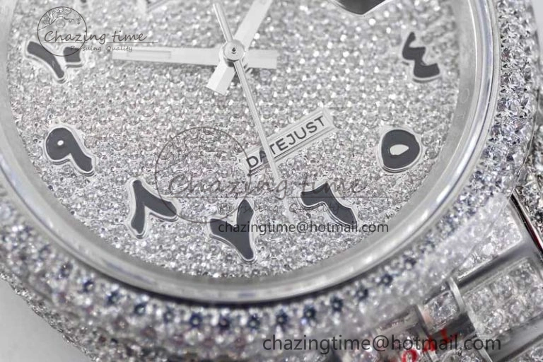 Datejust 41 SS Full Diamonds TWF 1:1 Best Edition Arabic Markers Dial on Jubilee Bracelet A ZeroBulk 2390
