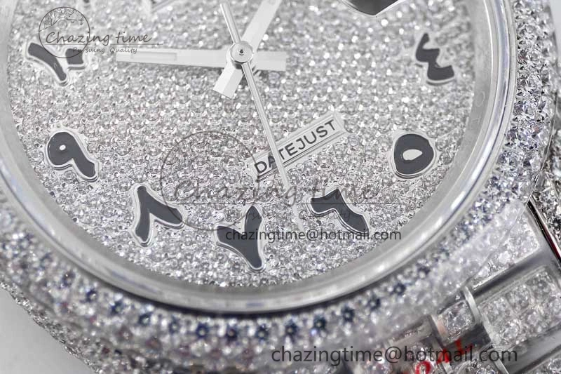 Datejust 41 SS Full Diamonds TWF 1:1 Best Edition Arabic Markers Dial on Jubilee Bracelet A ZeroBulk 2390