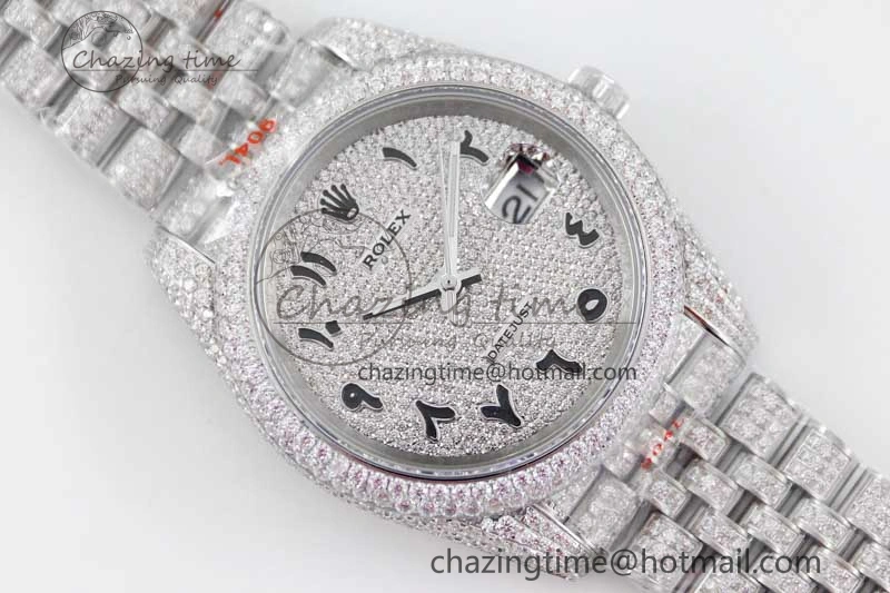 Datejust 41 SS Full Diamonds TWF 1:1 Best Edition Arabic Markers Dial on Jubilee Bracelet A ZeroBulk 2390