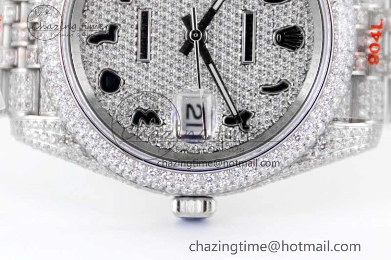 Datejust 41 SS Full Diamonds TWF 1:1 Best Edition Arabic Markers Dial on Jubilee Bracelet A ZeroBulk 2390