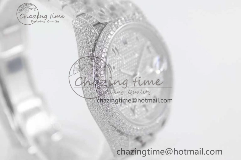 Datejust 41 SS Full Diamonds TWF 1:1 Best Edition Arabic Markers Dial on Jubilee Bracelet A ZeroBulk 2390