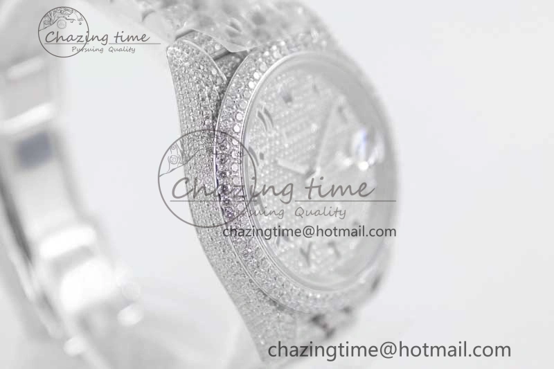 Datejust 41 SS Full Diamonds TWF 1:1 Best Edition Arabic Markers Dial on Jubilee Bracelet A ZeroBulk 2390