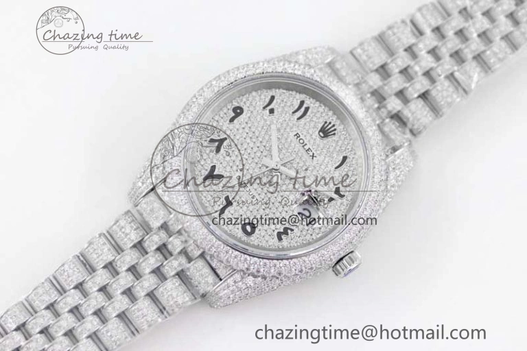 Datejust 41 SS Full Diamonds TWF 1:1 Best Edition Arabic Markers Dial on Jubilee Bracelet A ZeroBulk 2390