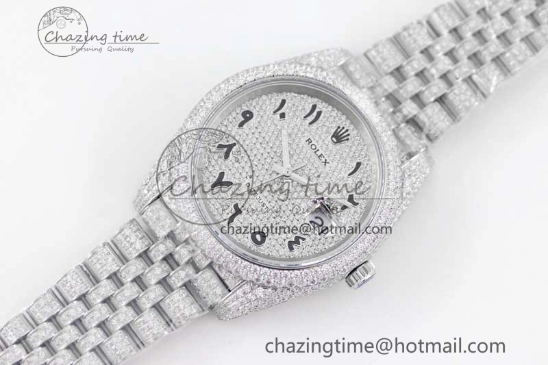 Datejust 41 SS Full Diamonds TWF 1:1 Best Edition Arabic Markers Dial on Jubilee Bracelet A ZeroBulk 2390