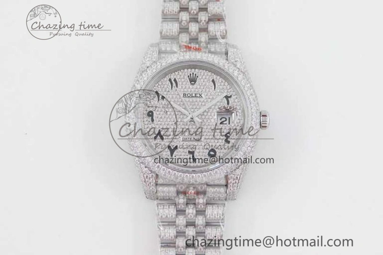 Datejust 41 SS Full Diamonds TWF 1:1 Best Edition Arabic Markers Dial on Jubilee Bracelet A ZeroBulk 2390