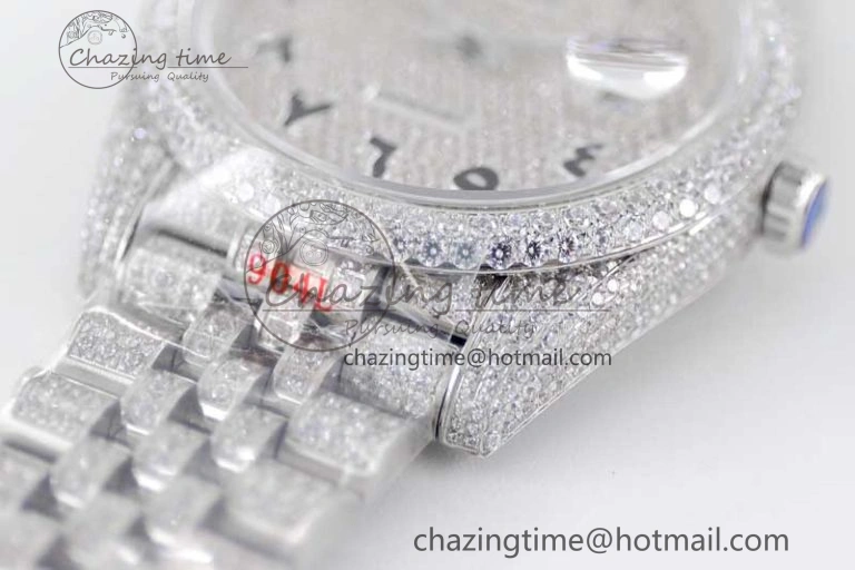 Datejust 41 SS Full Diamonds TWF 1:1 Best Edition Arabic Markers Dial on Jubilee Bracelet A ZeroBulk 2390