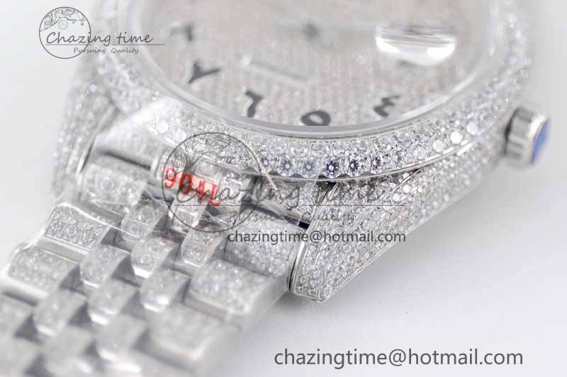 Datejust 41 SS Full Diamonds TWF 1:1 Best Edition Arabic Markers Dial on Jubilee Bracelet A ZeroBulk 2390