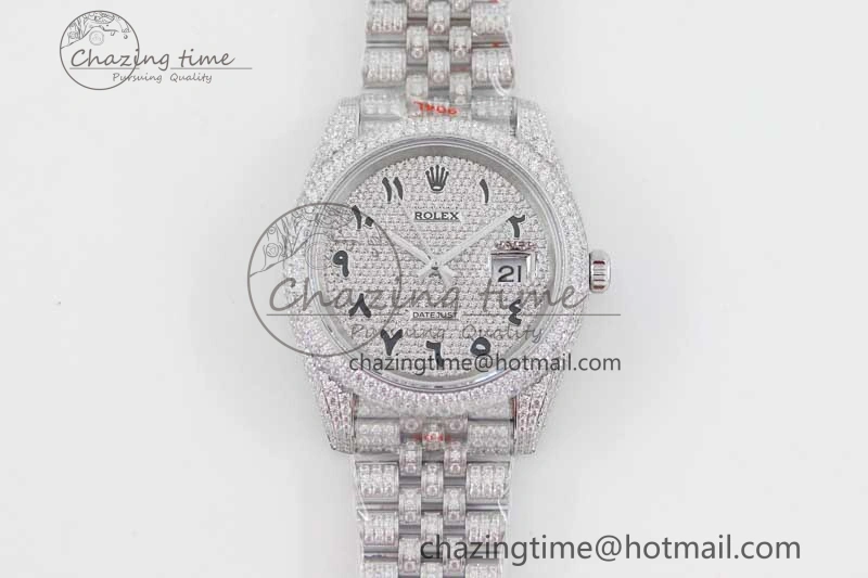 Datejust 41 SS Full Diamonds TWF 1:1 Best Edition Arabic Markers Dial on Jubilee Bracelet A ZeroBulk 2390