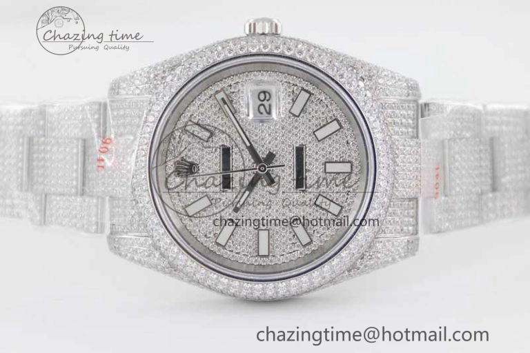 Datejust 41 SS Full Diamonds TWF 1:1 Best Edition Diamonds Stick Markers Dial on Bracelet A Reliable 2396