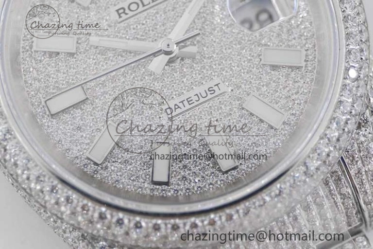 Datejust 41 SS Full Diamonds TWF 1:1 Best Edition Diamonds Stick Markers Dial on Bracelet A Reliable 2396