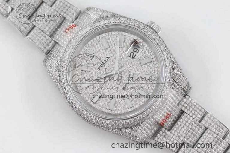 Datejust 41 SS Full Diamonds TWF 1:1 Best Edition Diamonds Stick Markers Dial on Bracelet A Reliable 2396