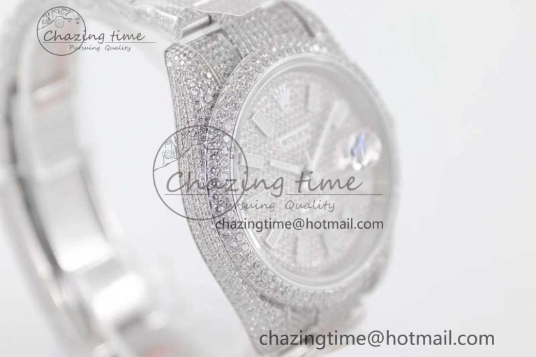 Datejust 41 SS Full Diamonds TWF 1:1 Best Edition Diamonds Stick Markers Dial on Bracelet A Reliable 2396