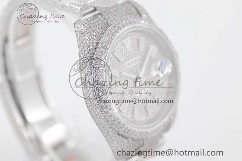 Datejust 41 SS Full Diamonds TWF 1:1 Best Edition Diamonds Stick Markers Dial on Bracelet A Reliable 2396