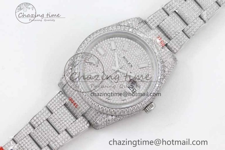 Datejust 41 SS Full Diamonds TWF 1:1 Best Edition Diamonds Stick Markers Dial on Bracelet A Reliable 2396