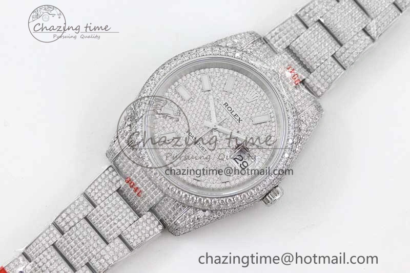 Datejust 41 SS Full Diamonds TWF 1:1 Best Edition Diamonds Stick Markers Dial on Bracelet A Reliable 2396